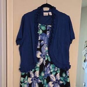 Kim Rogers Blue Cardigan with Floral Dress